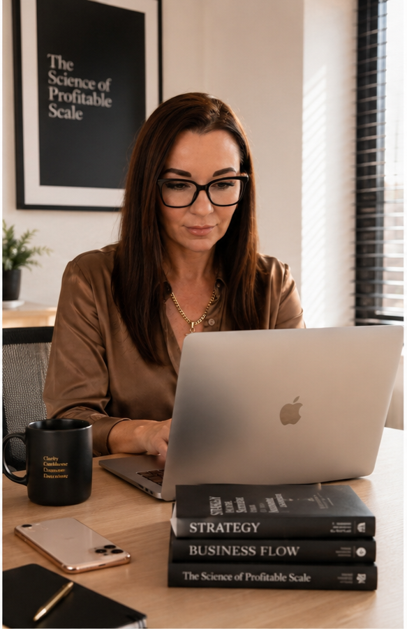 Nat Portman at work with laptop
